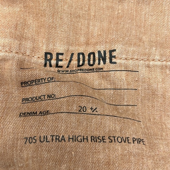 Re/Done Ultra High Rise StovePipe Straight Leg Jeans Denim Brown Tan size 29 - Picture 8 of 9